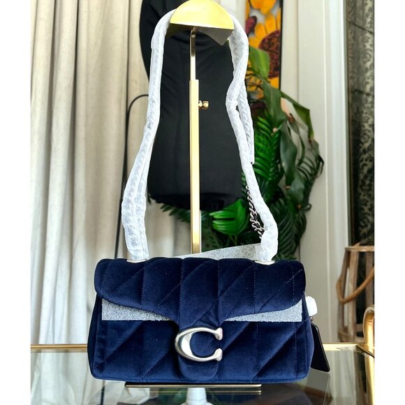 NEW WITH TAGS!! SOLD OUT!  AUTHENTIC Coach Blue Velvet Quilted Tabby 20 - Picture 2 of 14